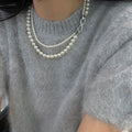 French Vintage Faux Pearl Multi Layer Number Zircon Beaded Choker Necklace view 1