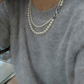 French Vintage Faux Pearl Multi Layer Number Zircon Beaded Choker Necklace view 3