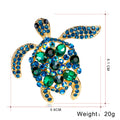 Blue Gold Tone Sea Turtle Metal Brooch Pin for Jackets and Lapels view 2