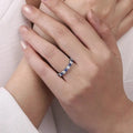 Minimalist Fashion Geometric Textured Row Zircon Couple Ring For Men And Women Jewelry view 2