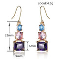 Fashion Purple Drop Earrings With Blue Pink Mixed Color Zircon, Elegant Medium Long Ear Jewelry view 4