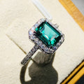 Vintage Four Prong Princess Ring, Light Luxury Rectangular Simulated Stone Fashion Accessory view 3