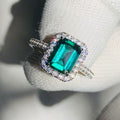 Vintage Four Prong Princess Ring, Light Luxury Rectangular Simulated Stone Fashion Accessory view 2
