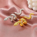 Long Cool Men's Snake Pattern Ring Punk Metal Animal Exaggerated Open Adjustable Ring view 2