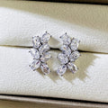 Korean Elegant Office Lady Oval Stud Earrings, Micro Pave Sparkling Zircon Ear Jewelry view 3