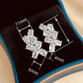 Korean Elegant Office Lady Oval Stud Earrings, Micro Pave Sparkling Zircon Ear Jewelry view 5