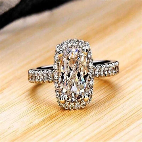 Creative Zircon Engagement Ring, European Geometric Rectangle Finger Ring For Cross Border