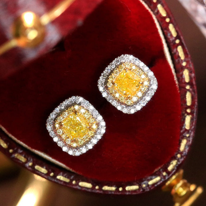 Sparkling Square Zircon Stud Earrings Simple Korean Style Crystal Inlaid Earrings For Women