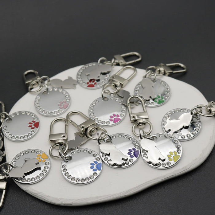 Zinc Alloy Dog Paw Print Keychain Retro Pink Gift