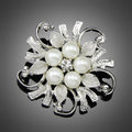 Black Silver Tone Pearl Scrollburst Pearl Look Two Designs Metal Brooch Pin view 3