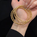 Gold Plated Copper Five Layer Open Bangle With Crushed Silver Beads Light Luxury Women's Jewelry view 4
