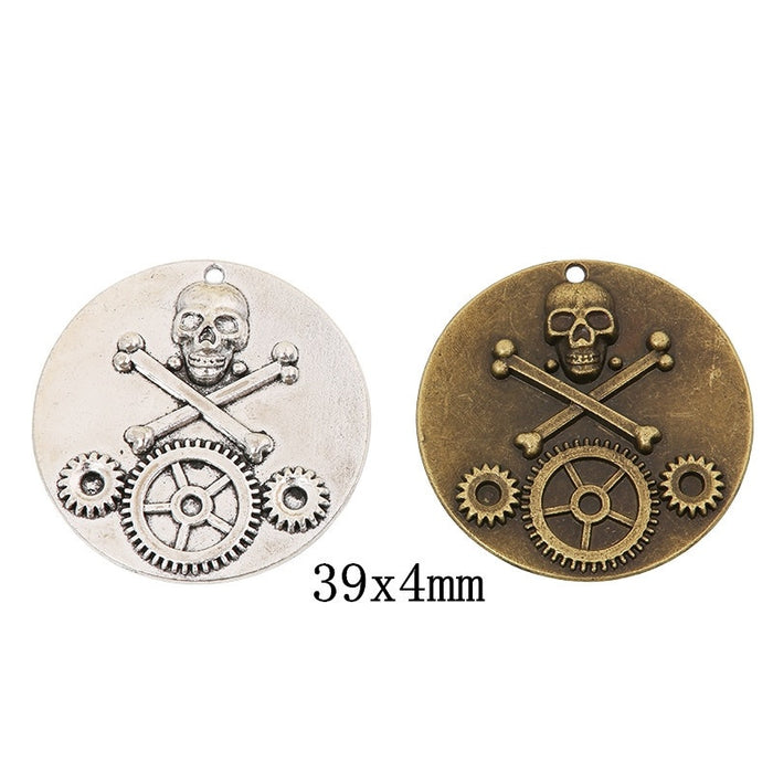 Zinc Alloy Skull Clock Charm Pendant for DIY Necklace Bracelet Jewelry Making