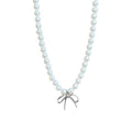 Minimalist Faux Pearl Bow Beaded Clavicle Necklace Elegant Designer Style Jewelry view 5