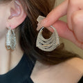 Copper Zircon Handbag Tassel Drop Earrings Geometric Luxury Commuter Jewelry view 1