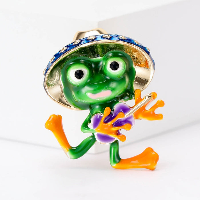 Alloy Enamel Frog Prince Brooch Animal Lapel Pin For Apparel