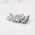 Blue Silver Tone Owl Openwork Metal Brooch Pin for Jackets and Lapels view 5