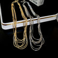 Real Gold Plated Copper Multi Layer Geometric Ring Choker Necklace For Women view 2