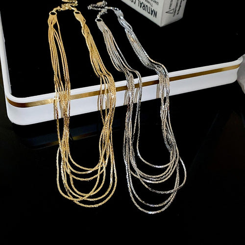 Real Gold Plated Copper Multi Layer Geometric Ring Choker Necklace For Women