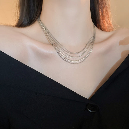 Real Gold Plated Copper Multi Layer Geometric Ring Choker Necklace For Women