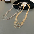 Real Gold Plated Copper Multi Layer Geometric Ring Choker Necklace For Women view 4
