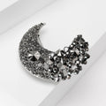 Alloy Black Rhinestone Moon Brooch Pin For Fashion Clothing view 2