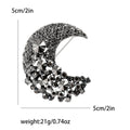 Alloy Black Rhinestone Moon Brooch Pin For Fashion Clothing view 4