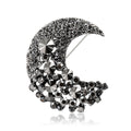 Alloy Black Rhinestone Moon Brooch Pin For Fashion Clothing view 5