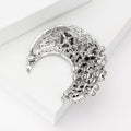 Alloy Black Rhinestone Moon Brooch Pin For Fashion Clothing view 3