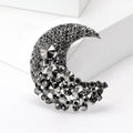 Alloy Black Rhinestone Moon Brooch Pin For Fashion Clothing view 1