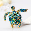 Blue Gold Tone Sea Turtle Metal Brooch Pin for Jackets and Lapels view 4
