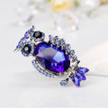 Blue Silver Tone Owl Openwork Metal Brooch Pin for Jackets and Lapels view 4