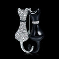 Black Silver Tone Cat Crystal Metal Brooch Pin for Jackets and Lapels view 3