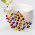 Blue Gold Tone Peacock Crystal Metal Brooch Pin for Jackets and Lapels view 3