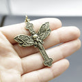 Zinc Alloy Minimal Moth Cross Keychain Gift Key Ring view 3
