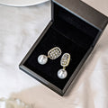 Elegant Square Zircon Rhinestone Stud Drop Pearl Earrings Luxury Korean Fashion Alloy Earrings view 4