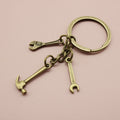 Zinc Alloy Axe Wrench Hammer Tool Keychain Vintage Gift view 3