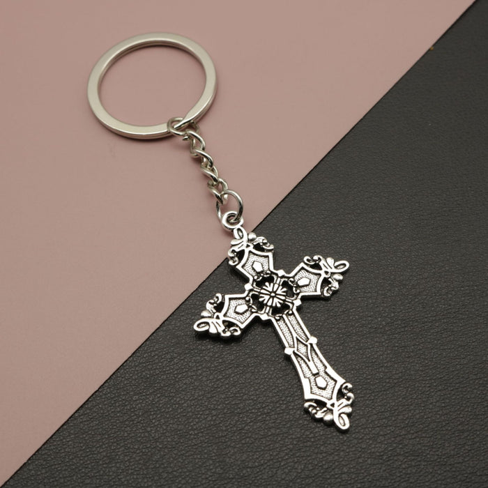 Metal Minimalist Cross Keychain For Key Ring Gift