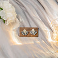Elegant New Chinese Style Irregular Pleated Ginkgo Fan Alloy Rhinestone Pearl Stud Earrings view 4