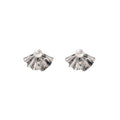 Elegant New Chinese Style Irregular Pleated Ginkgo Fan Alloy Rhinestone Pearl Stud Earrings view 5