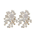 Elegant Faux Pearl Flower Firework Drop Earrings With Silver Needle French Vintage Geometric Design view 5