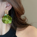 Fresh Style Geometric Pleated Acrylic Flower Drop Earrings With Silver Pins view 3