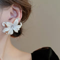 Minimalist Acrylic Flower Stud Earrings With Zircon Accents And Silver Needle For Office Wear view 3