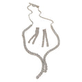 Copper Zircon Geometric Tassel Necklace Earrings Jewelry Set, Minimalist Luxury Clavicle Chain view 5