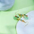 Elegant Chinese Style Alloy Zircon Cloud Motif Peace Buckle Jade Disc Hanfu Dangle Earrings view 2