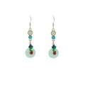 Elegant Chinese Style Alloy Zircon Cloud Motif Peace Buckle Jade Disc Hanfu Dangle Earrings view 5