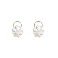 Elegant Metal Flower Pearl Drop Earrings For Women, Gold Circle Geometric Statement Stud Earrings view 5