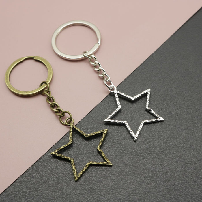 Metal Simple Five Point Star Keychain Bag Charm