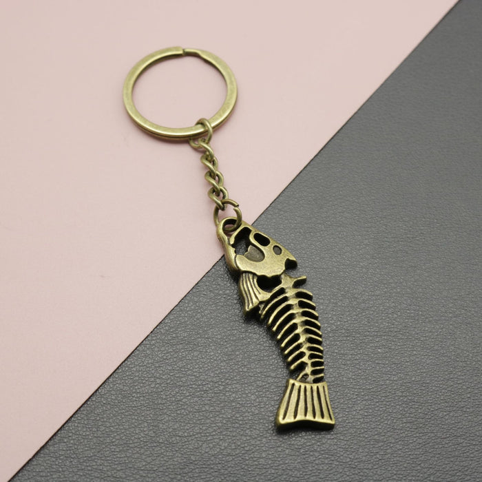 Metal Fish Bone Keychain Bag Charm
