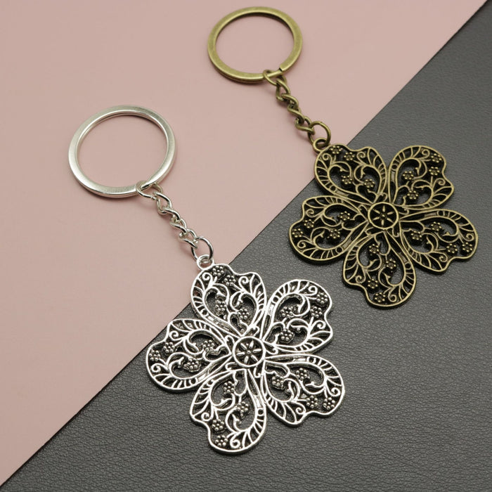 Zinc Alloy Flower Shape Keychain Bag Charm Gift