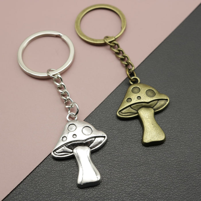 Metal Minimalist Mushroom Keychain For Bag Charm Gift
